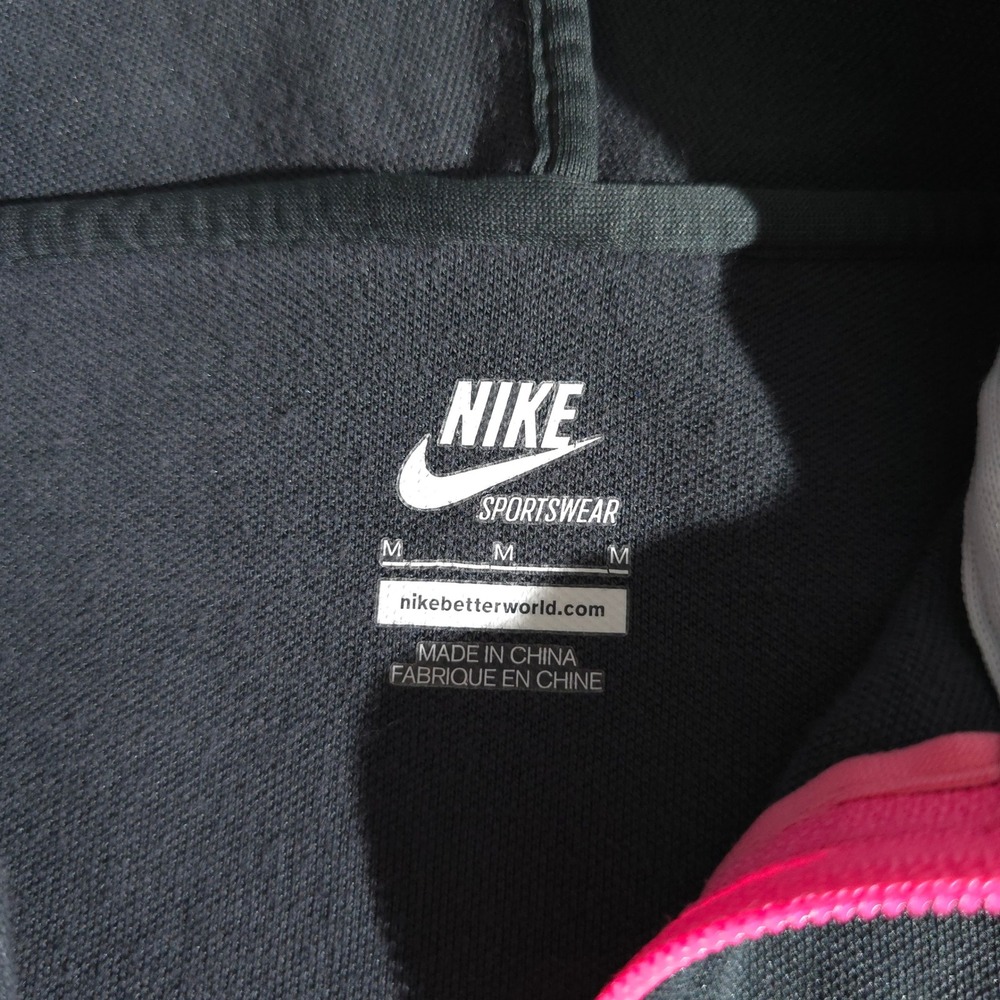 Nike Track Jacket Men M Grey White Pink 370397-060 Full Zip Mock Neck Striped - Picture 6 of 10